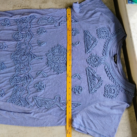 Lucky Brand Soutache Top Womens Plus 1X Purple Boho Embroidered Cotton Relaxed - Picture 9 of 11